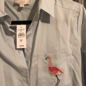 LOFT flamingo light blue button down